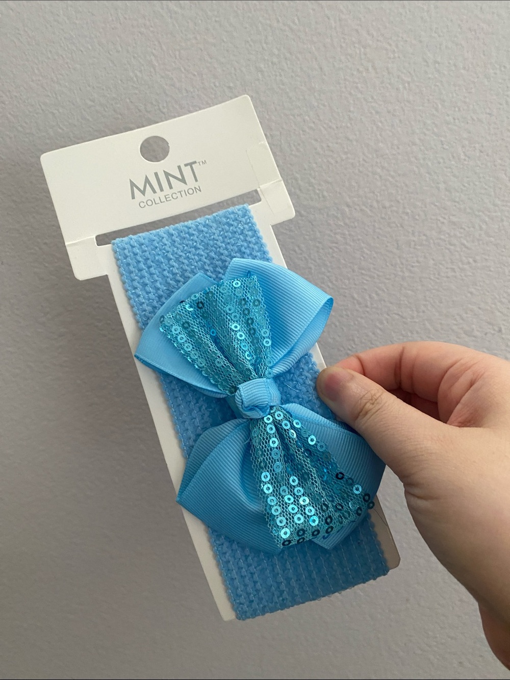 Mint Light Blue Sequin Bow Headband